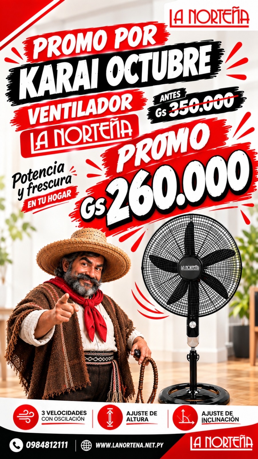VENTILADOR DE PIE LA NORTEÑA a 260.000